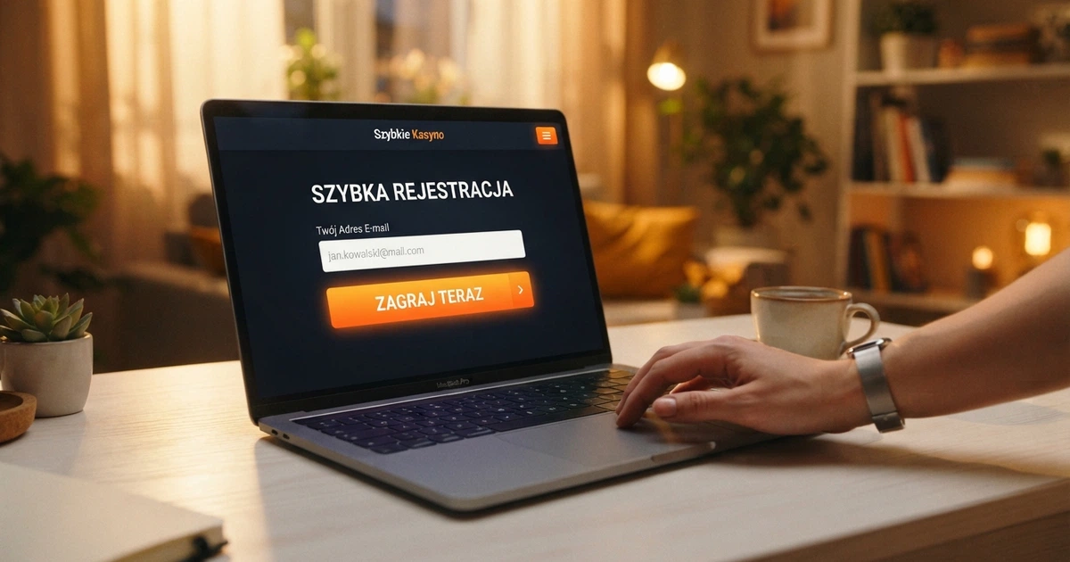 Strona główna kasyna online z komunikatem o braku weryfikacji — ekran rejestracji bez pola na skan dowodu