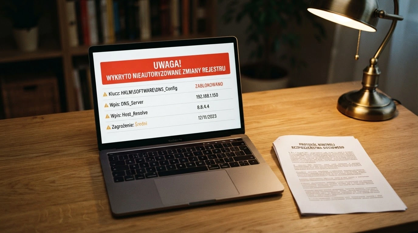 Ekran komputera z widoczną stroną hazard.mf.gov.pl i komunikatem ostrzegawczym Ministerstwa Finansów, obok wydruk ustawy o grach hazardowych